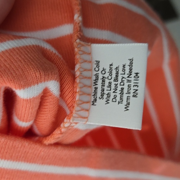 KIM ROGERS CORAL WHITE STRIPE 3/4 SLEEVE LADIES SMALL SHIRT GUC - Picture 4 of 4